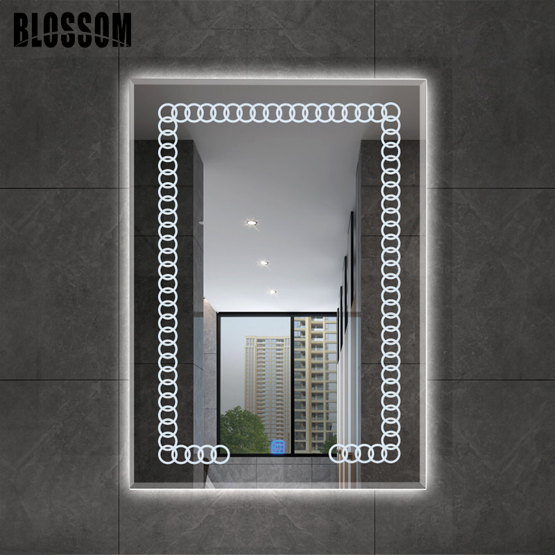 Smooth LED Bathroom Mirror with Light Copper Free Lighted Mirror Glass Features Smooth Color Temperature Adjustment