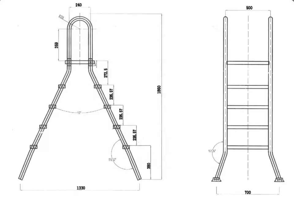 High quality Deluxe 304 Stainless Steel Pool Ladder for above ground pool