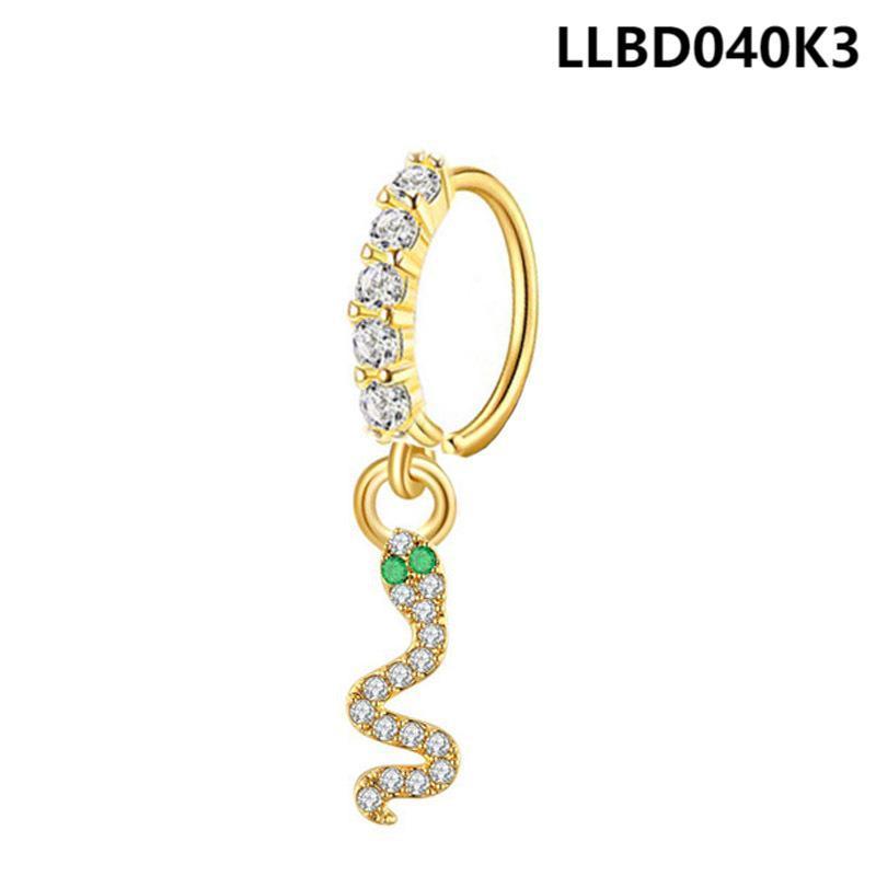 Stainless Steel Crystal Zircon Diamond Dangling Pendant Nose Ring Hoop CZ Stone Pendant Nose Septum Rings