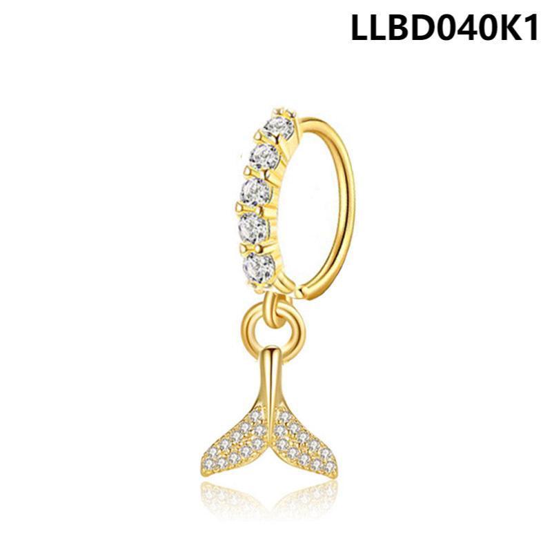 Stainless Steel Crystal Zircon Diamond Dangling Pendant Nose Ring Hoop CZ Stone Pendant Nose Septum Rings