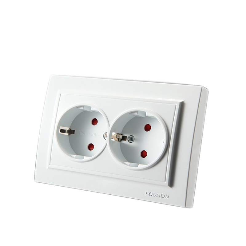 European schuko double socket switch and wall socket plug