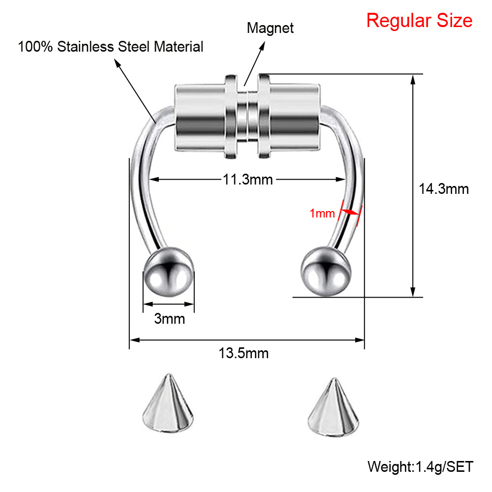 Fake nostril piercing jewelry faux septum horseshoe hoop nose ring gold plated stainless steel non piercing magnetic nose ring