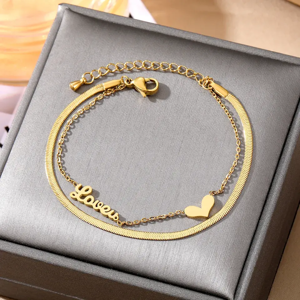 Women Wholesale Fashion Jewelry Bracelets Cuban Chain Adjustable Designer 18K Gold Plated Stainless Steel Bracelet