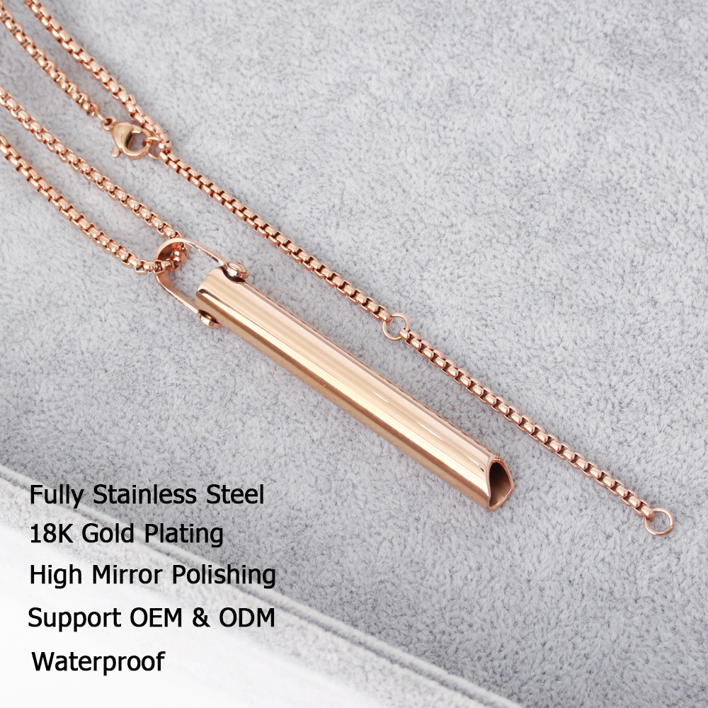 Wholesale Waterproof Whistle Anxiety Breathing Necklace Custom Stainless Steel Breath Pendant Necklace For Women Men