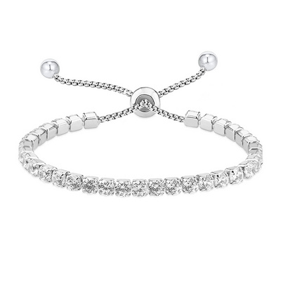 Customized Pulsera Women Fashion Jewelry Stainless Steel Round Box Chain Bracelet Luxury Adjustable Tennis Bracelet