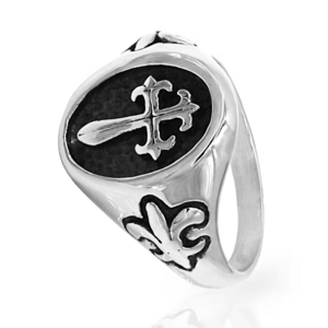 Wholesale Mens Jewelry Stainless Steel Medieval Cross Fleur de Lis Ring