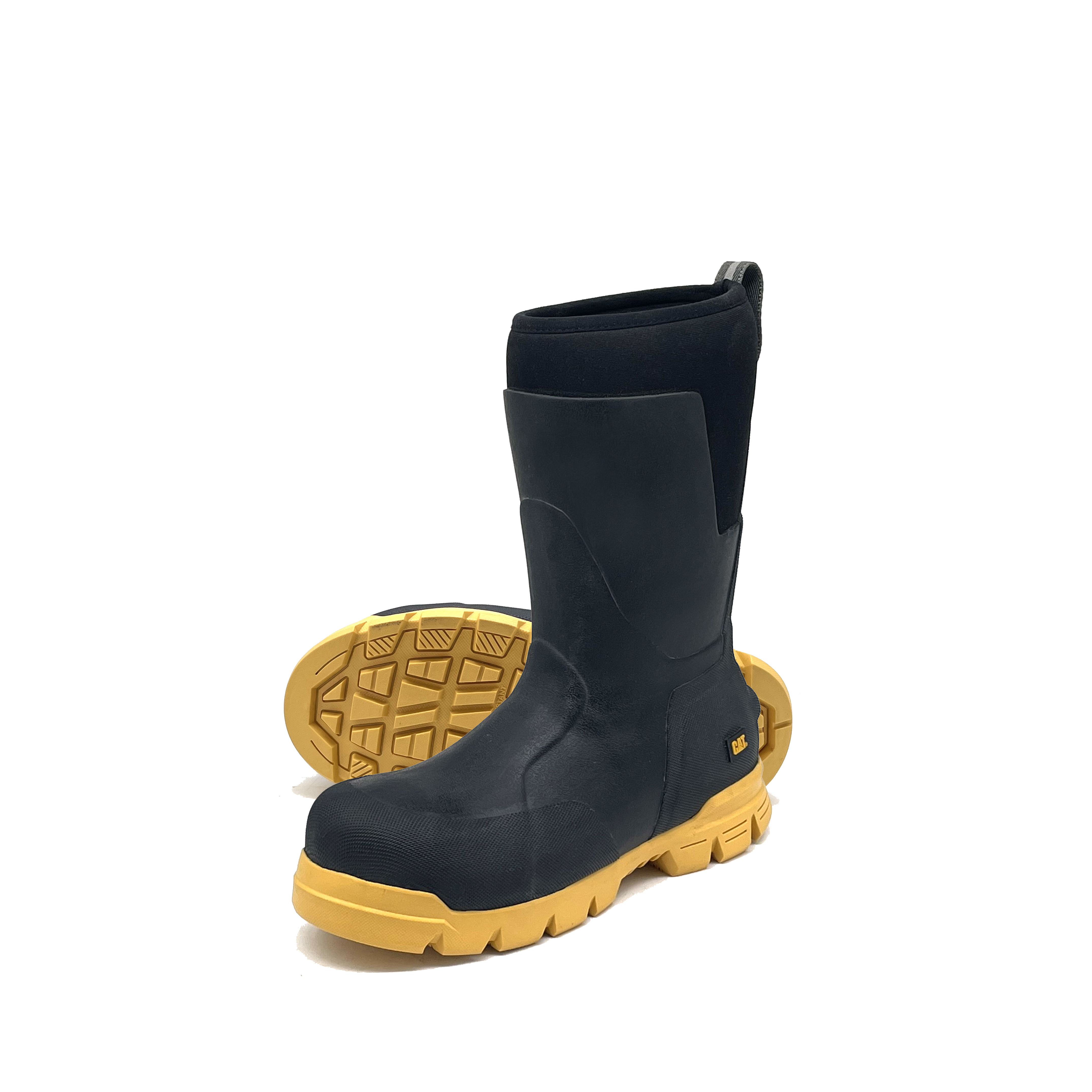 customized CAT out sole neoprene rubber water proof steel toe mid high work boots for for tough environment