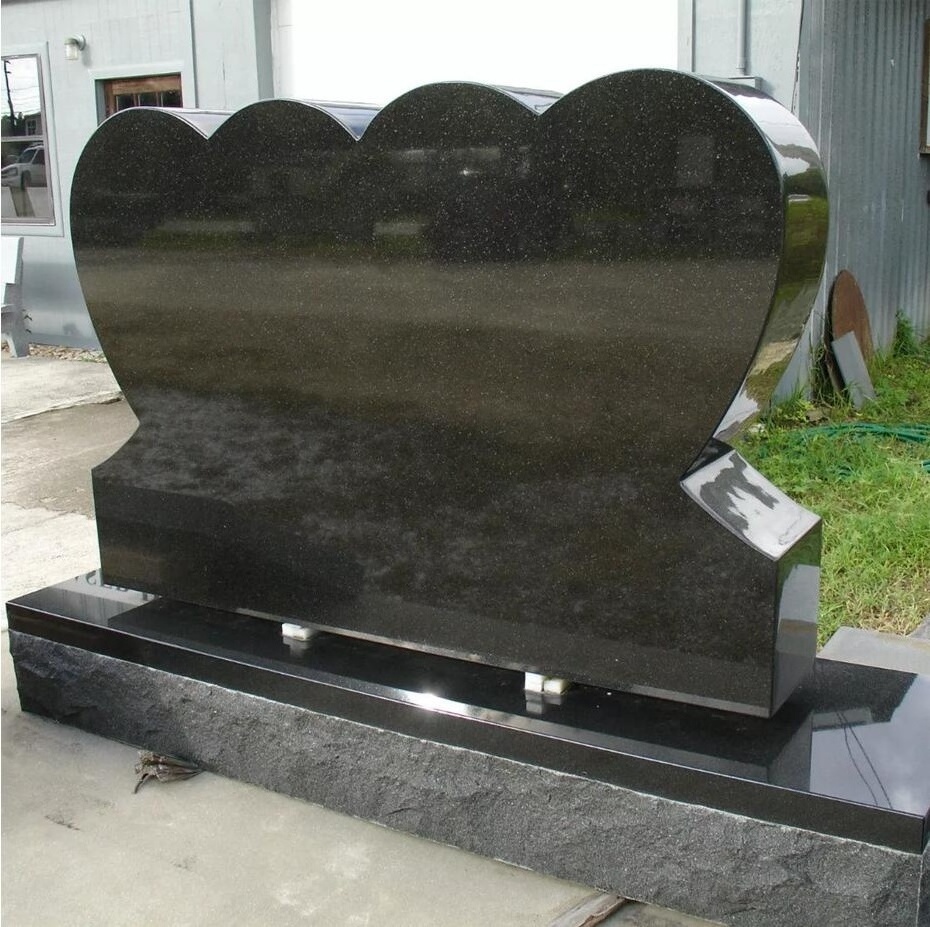 Wholesale Price Natural Stone Polished Floor Slabs Carved Monuments Black Granite Headstones