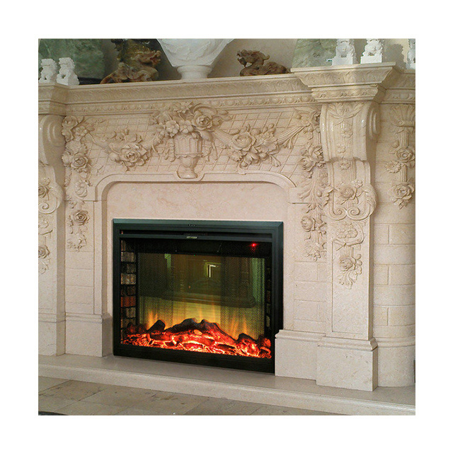 Design Wall Mounted Gas Fireplace Other Fireplaces on Sale Boton Beige Marble Indoor Freestanding without Remote Control