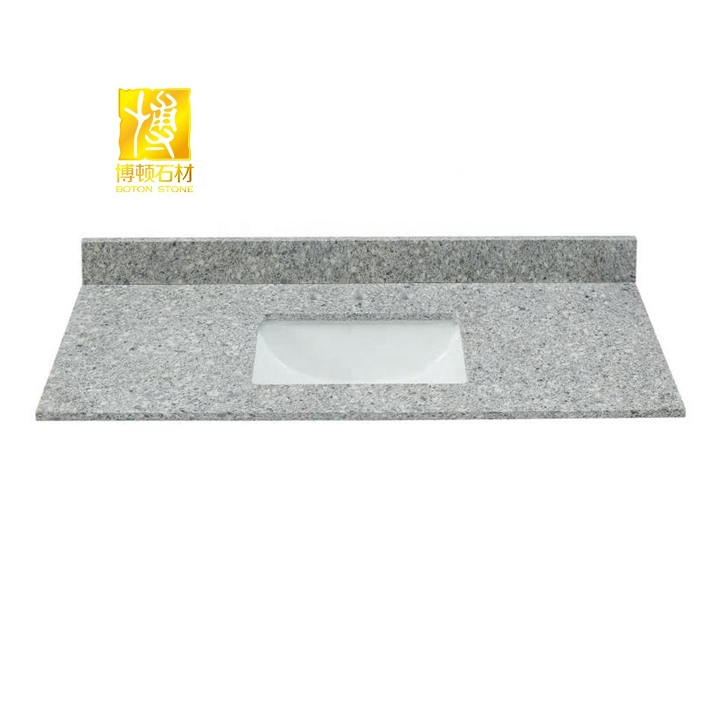 High Quality Custom Bathroom Basin Granite Vanity Tops with Sink Artificial Marble Flat Edge Apartment Supermarket