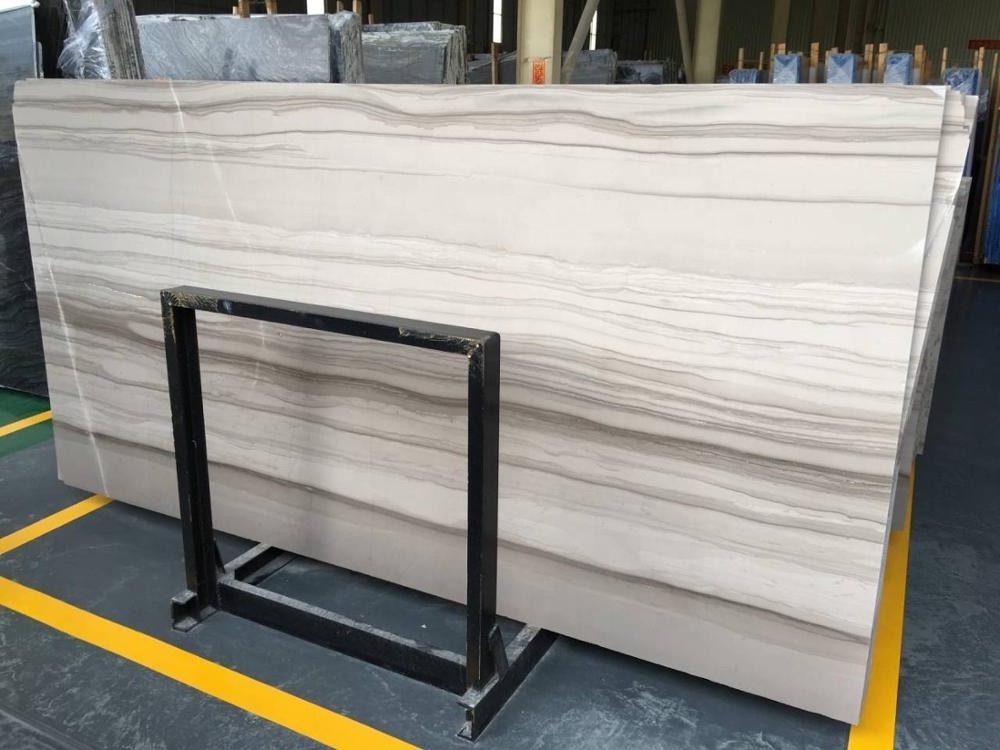 Natural Stone Athen White Wooden Grain Marble Slab for Flooring