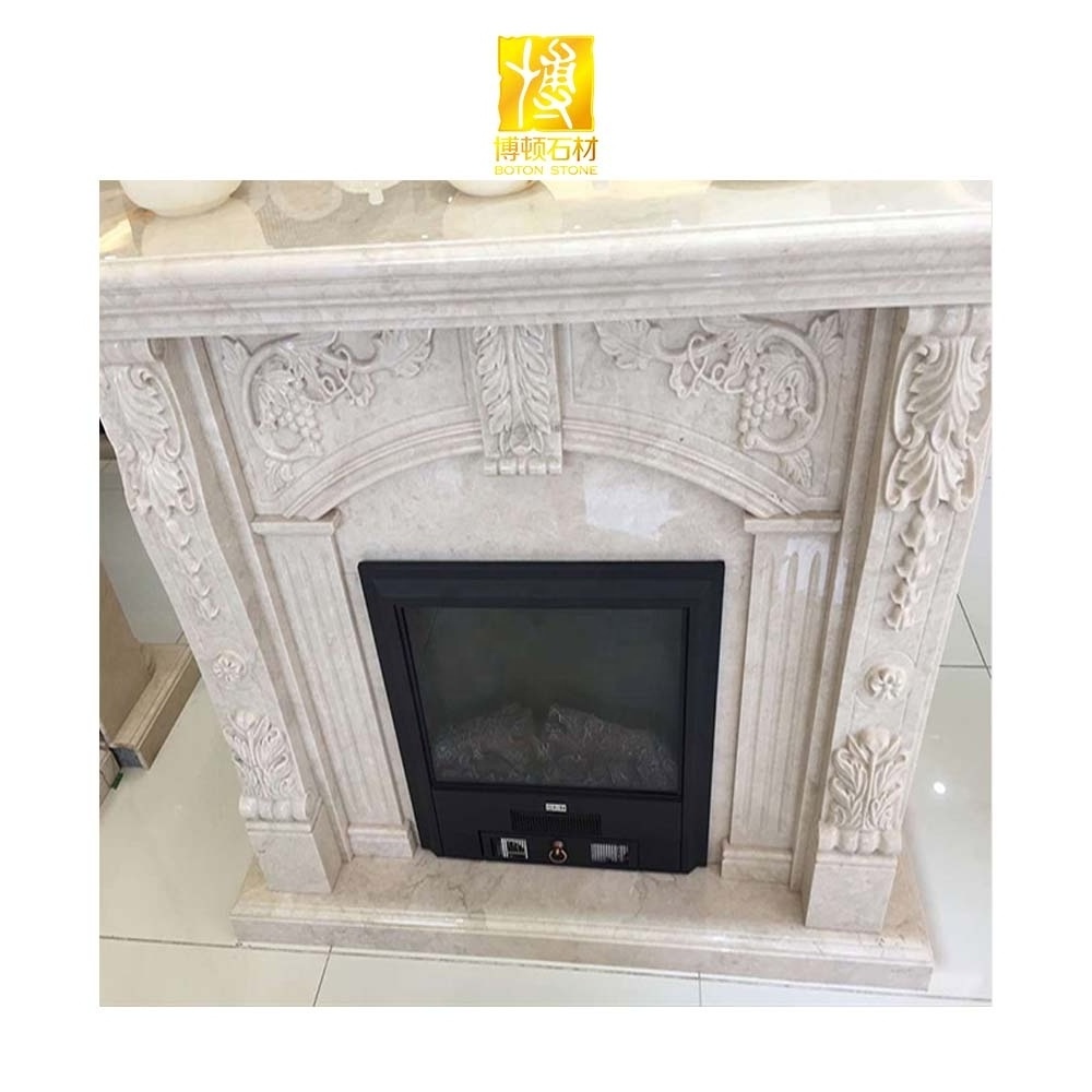 Popular Sale Carved Chinese Fire Place Surround Modern Design Marble Fireplace Mantle