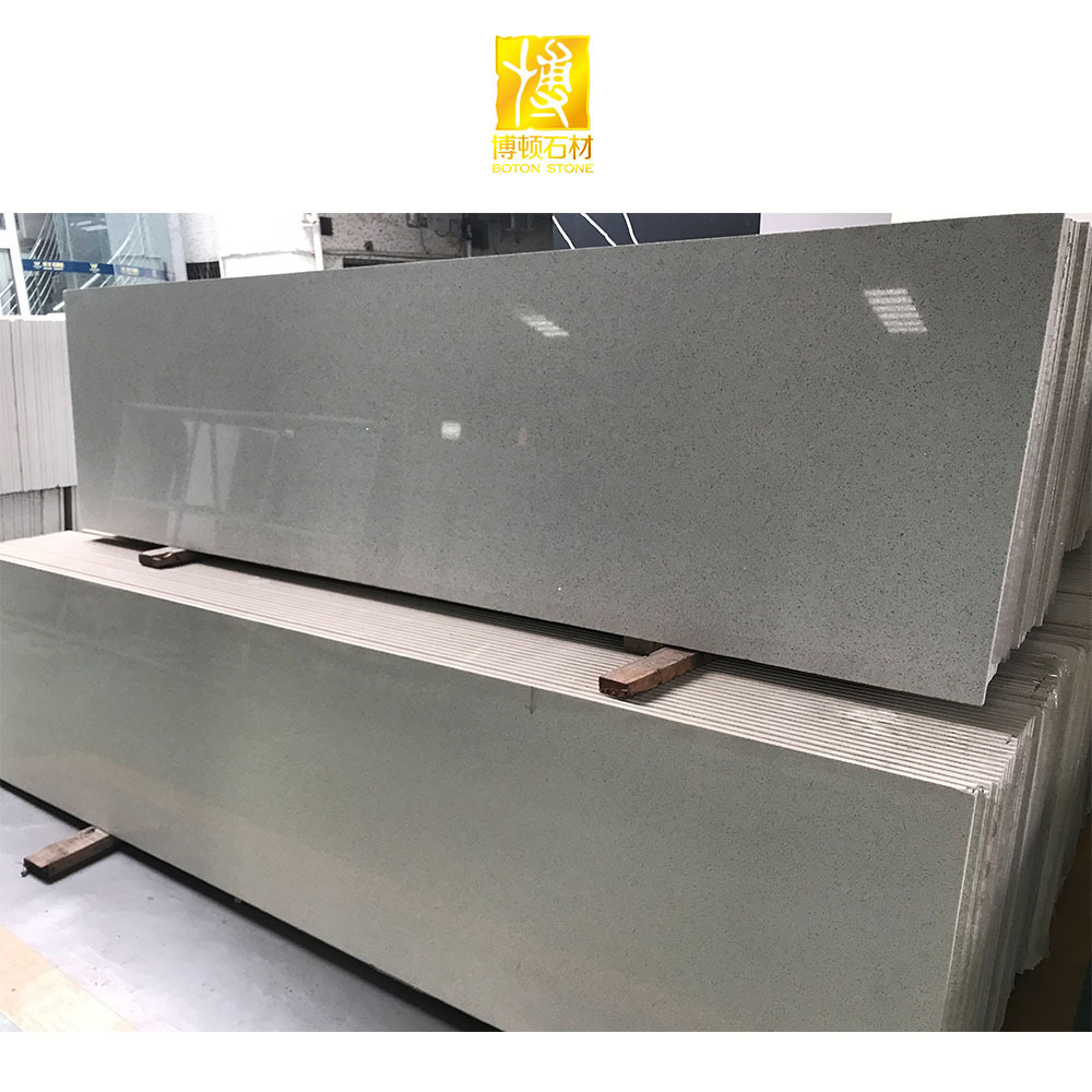 Quartz Countertops Grey Quartz Counter Tops 93% Natural Quartz Flat Edge / Eased Edge for Decorate Kitchen Sparkle 5*10-2g/cm2