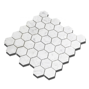 Natural Stone Carrara White Hexagon Marble Mosaic Tile for Bathroom Wall