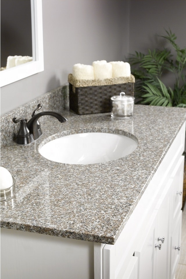 High Quality Custom Bathroom Basin Granite Vanity Tops with Sink Artificial Marble Flat Edge Apartment Supermarket