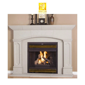 Artificial Marble Fireplace Mantels Surround Beige Cast Marble Stone White Fireplaces Mantels