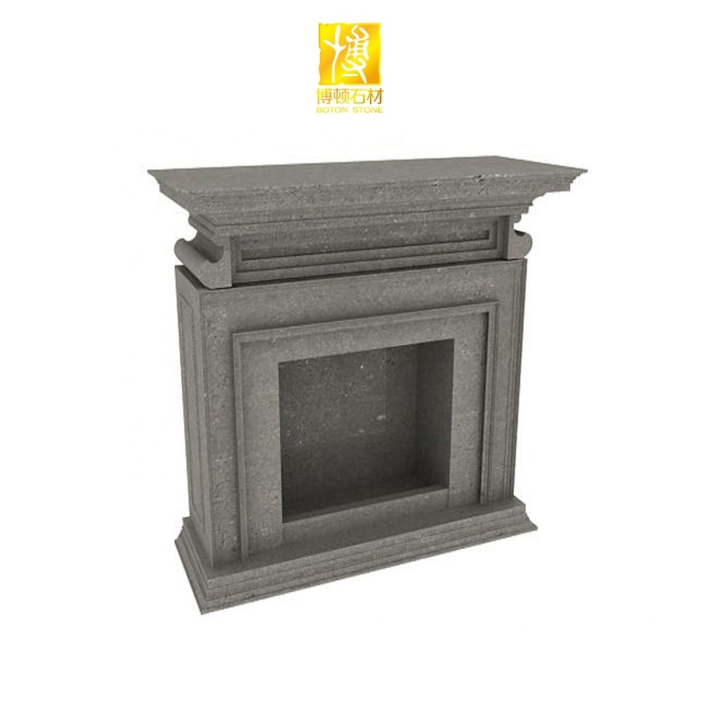 Hot Sell Grey Wall Mounted Fireplace Artificial Stone Marble Indoor Fire Place Decoration