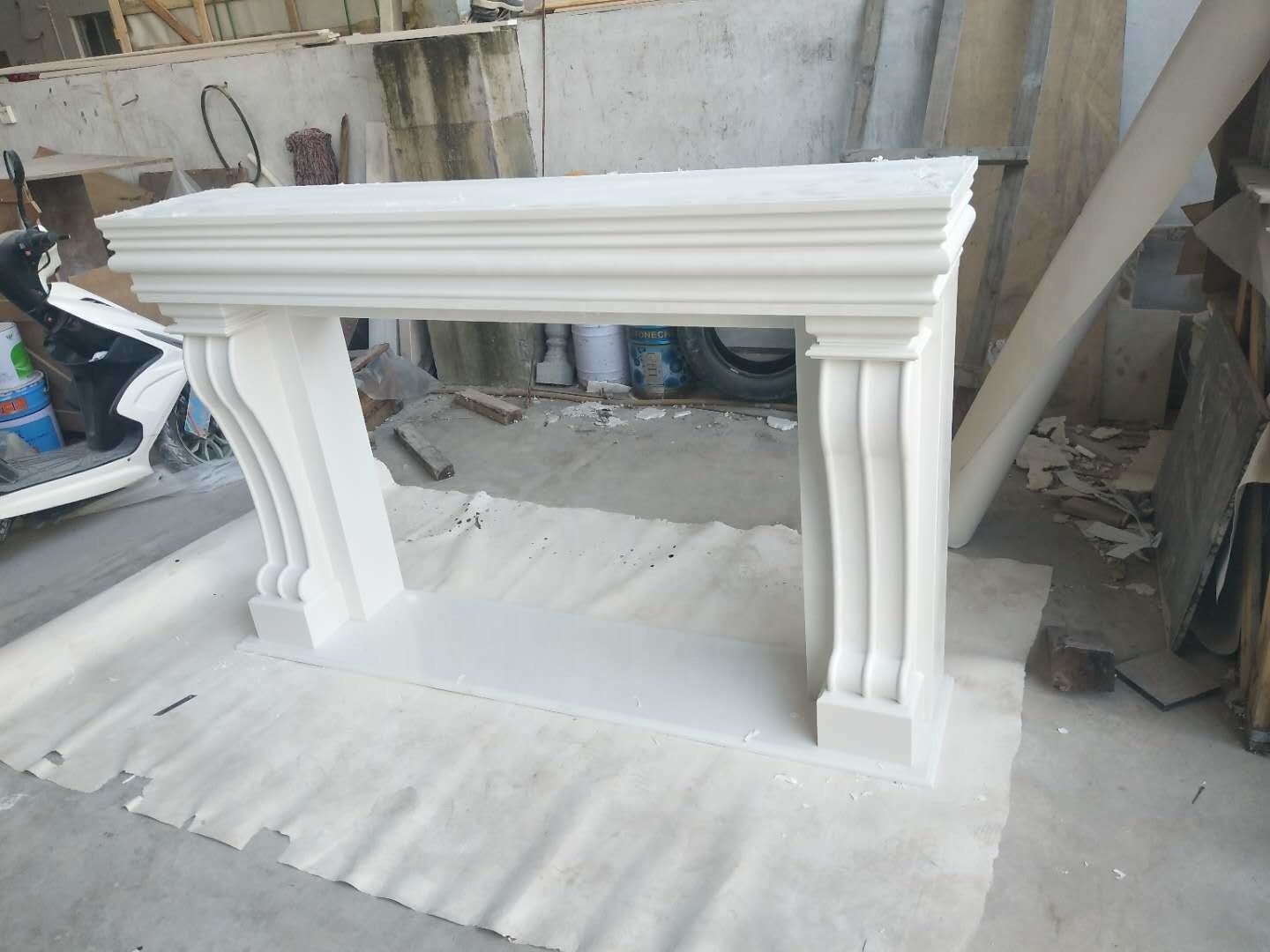 Artificial Stone Customized Decorative Polished Design Modern Surround Mantel Popular Marble Fire Place