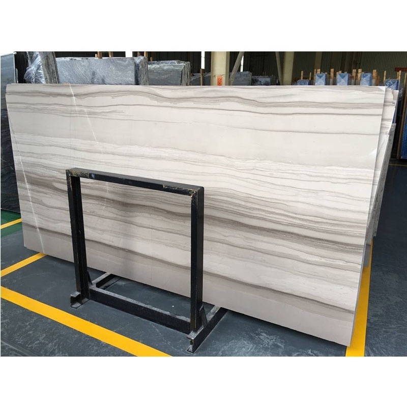 Natural Stone Athen White Wooden Grain Marble Slab for Flooring