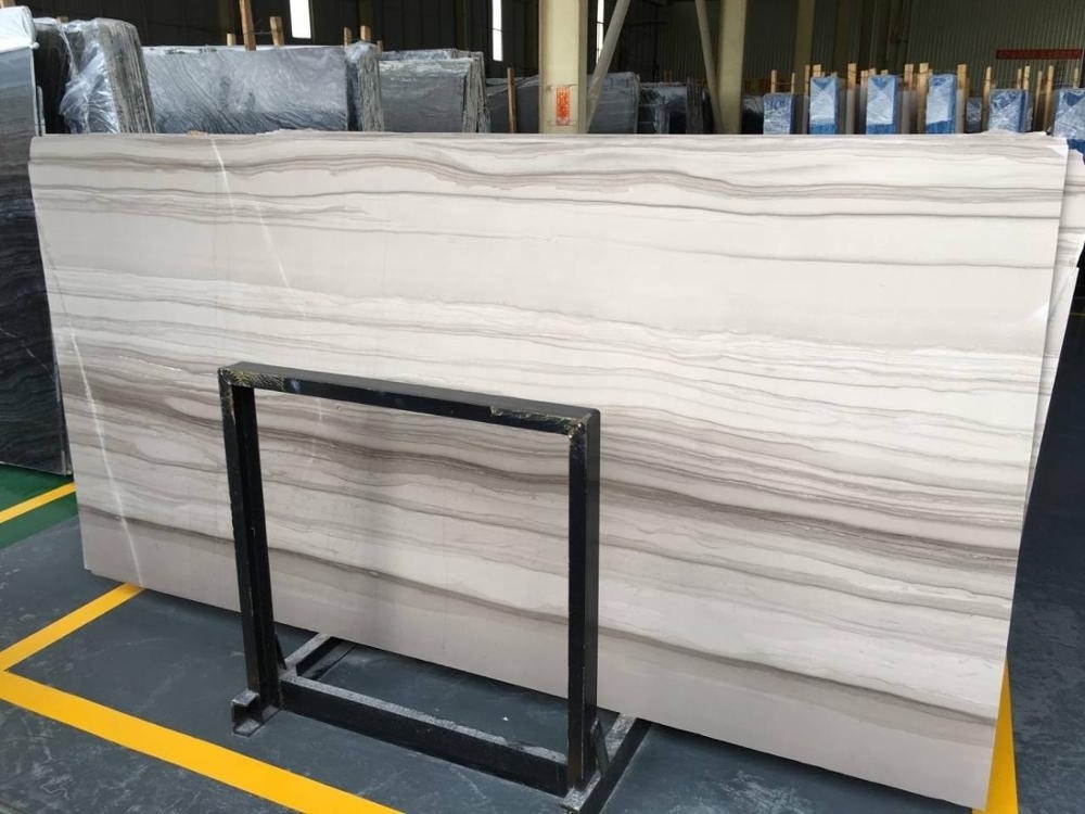 Natural Stone Athen White Wooden Grain Marble Slab for Flooring