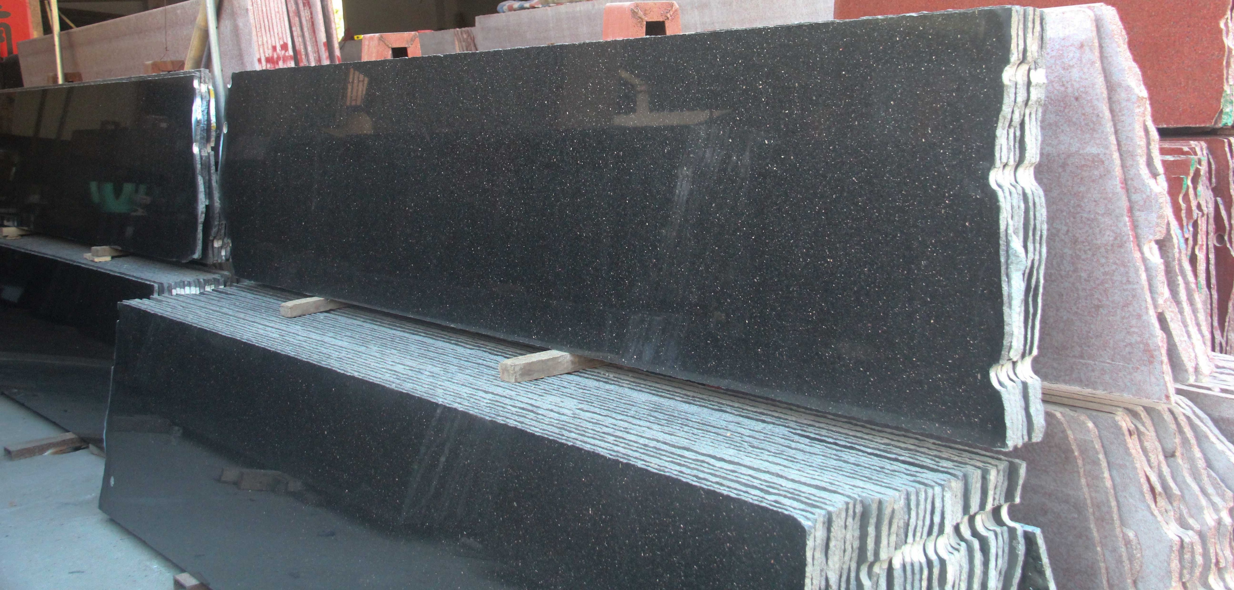 Wholesale Price Natural Stone Polished Floor Slabs Carved Monuments Black Granite Headstones