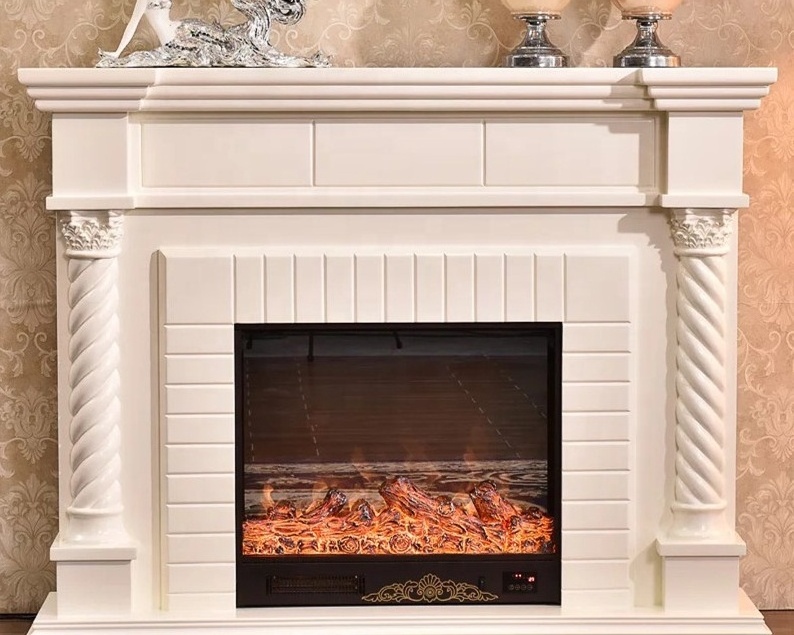 Artificial Marble Fireplace Mantels Surround Beige Cast Marble Stone White Fireplaces Mantels