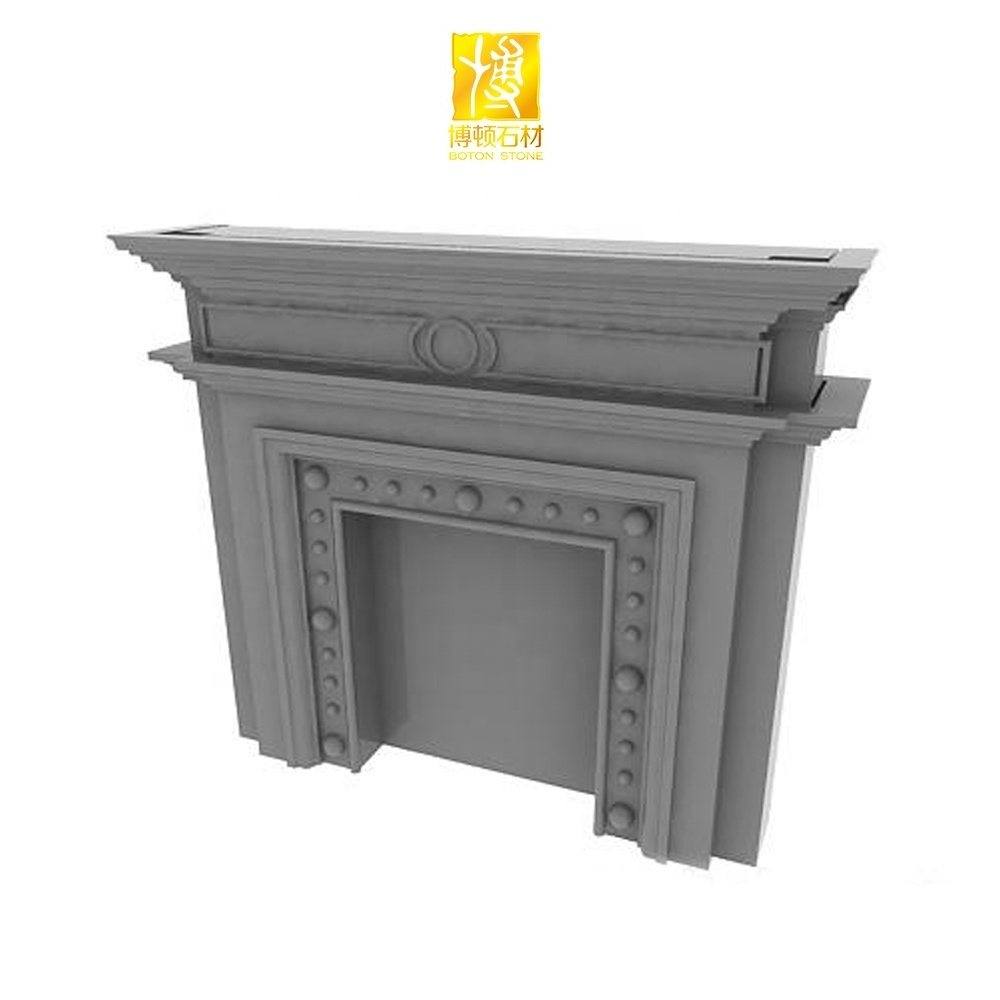 Hot Sell Grey Wall Mounted Fireplace Artificial Stone Marble Indoor Fire Place Decoration