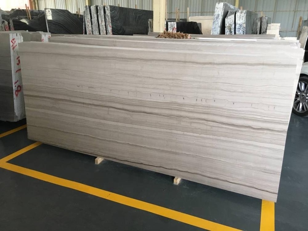 Natural Stone Athen White Wooden Grain Marble Slab for Flooring