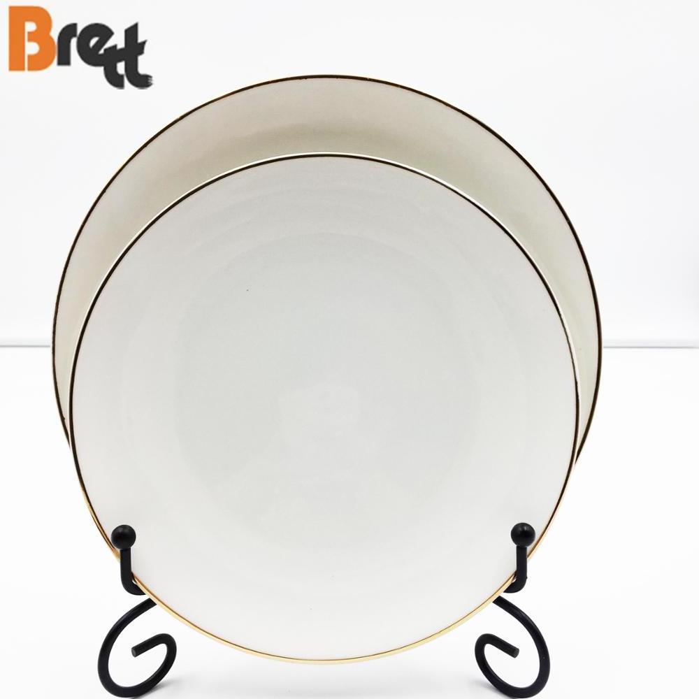 Ceramic All Sizes Gold Rim Bulk Dinner Plates For Weddings