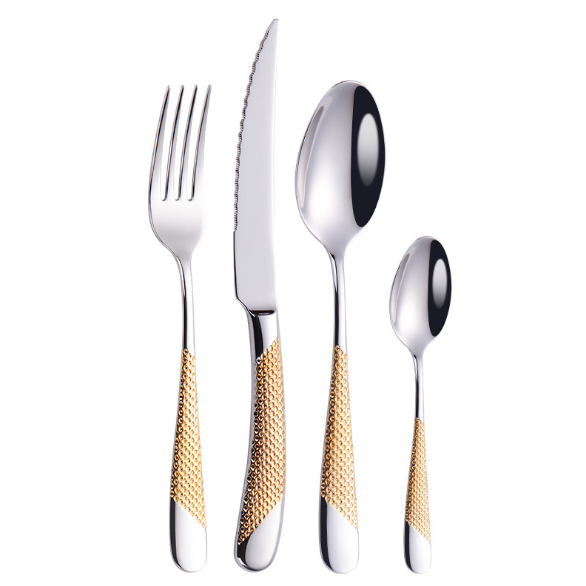 Stainless steel steak cutlery, fork and spoon