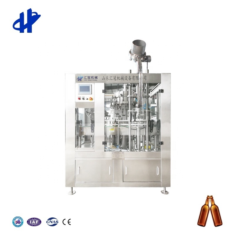 6 Filling Valves Isobaric Beer Glass Bottle Filler 3 In 1 Filling Line From Shandong HG Machinery Co., Ltd