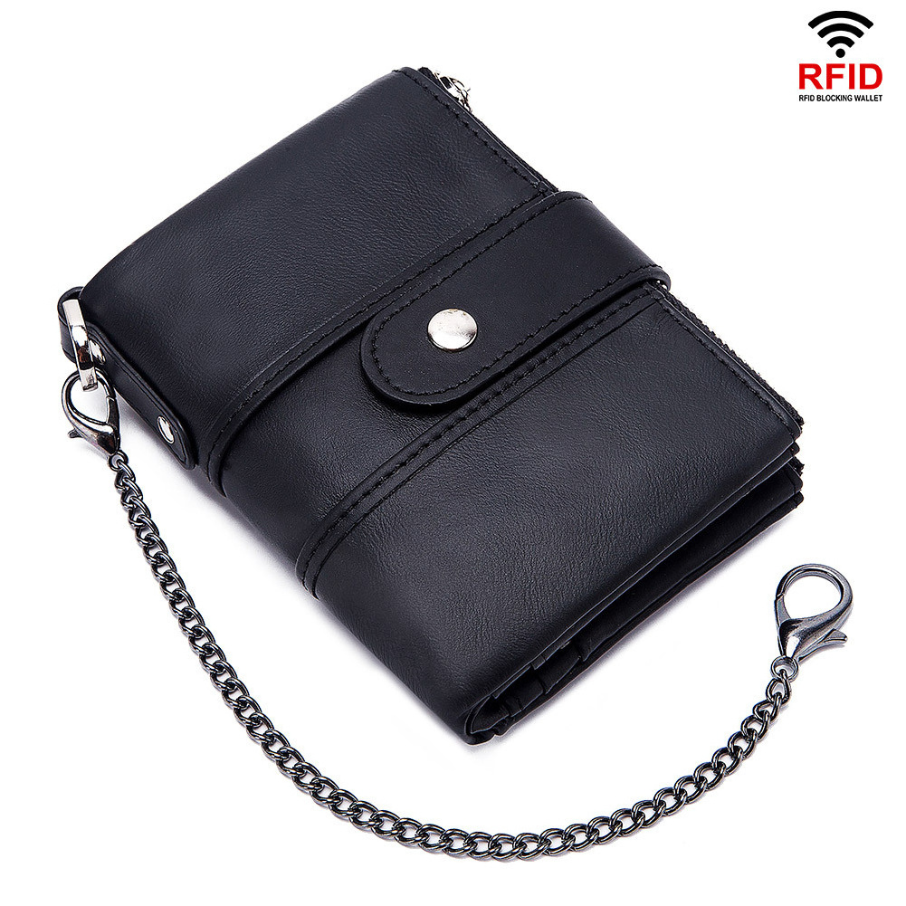 Factory Wholesale RFID Anti-Theft  Purse t Tri-Fold Credit Card Holder Slots Multifunction Crazy Horse Leather Wallet