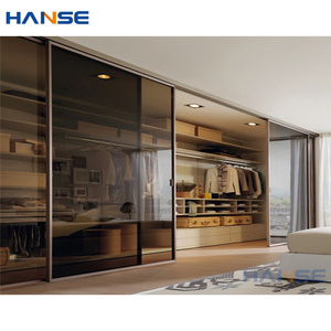 Custom modern aluminium alloy wall walk in closet designs minimalist metal aluminum profile frame glass sliding door wardrobe