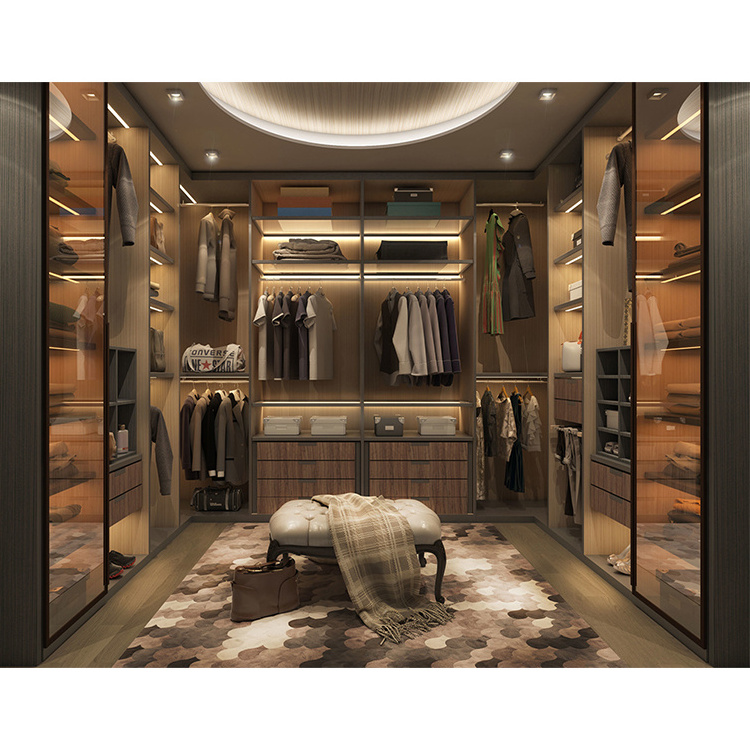 High end clothes cabinet wardrobe walkin closets systems furniture design customized luxury bedroom big wooden walk in closet