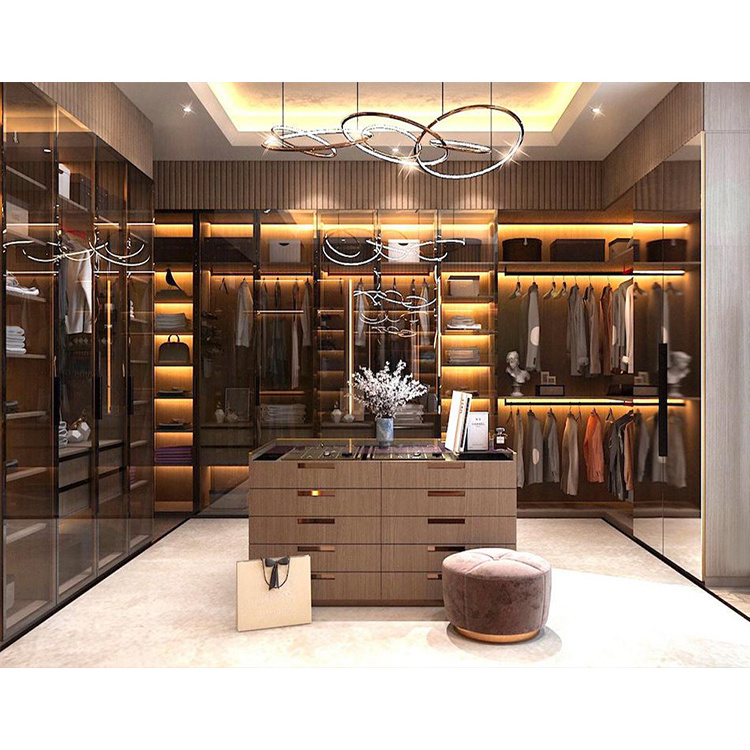 Luxury modern closets wardrobes island cabinets design custom bedroom walking wardrobe closet system set with drawers