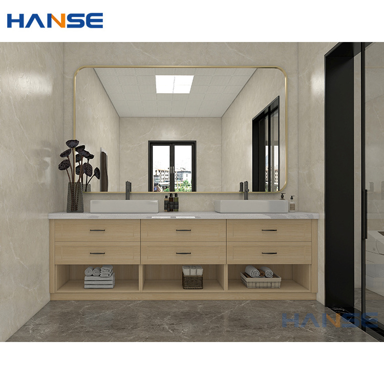 Freestanding double sinks vanities cabinets design modern floor standing black bathroom vanity with marble countertop