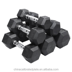 Factory Wholesale  Custom Logo  Gym Fitness Equipment KG LB Rubber Hex Dumbbell