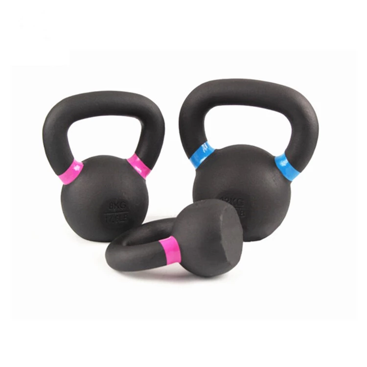 Wholesale Fitness 4/6/8/10/12/14/16/20/24 kg Ergonomic Grip Custom Logo Single Black Color Powder Coated Cast Iron Kettlebell