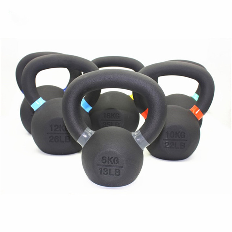 Wholesale Fitness 4/6/8/10/12/14/16/20/24 kg Ergonomic Grip Custom Logo Single Black Color Powder Coated Cast Iron Kettlebell