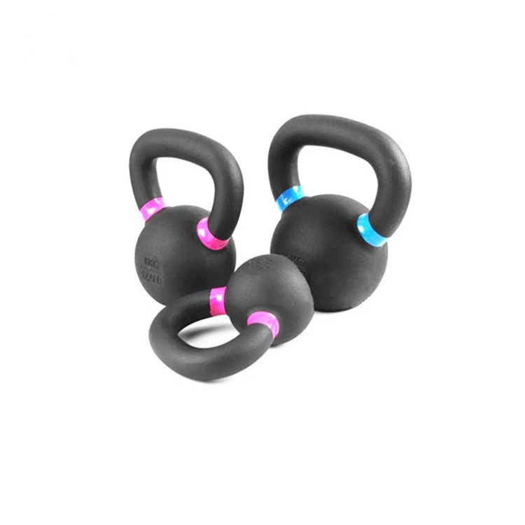 Wholesale Fitness 4/6/8/10/12/14/16/20/24 kg Ergonomic Grip Custom Logo Single Black Color Powder Coated Cast Iron Kettlebell