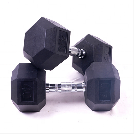 Factory Wholesale  Custom Logo  Gym Fitness Equipment KG LB Rubber Hex Dumbbell