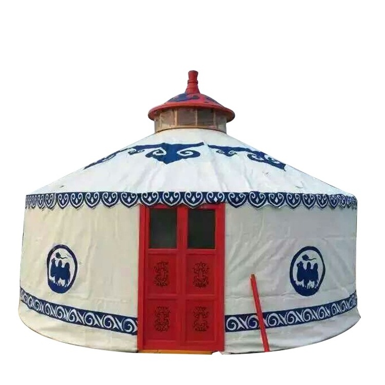 Custom wooden frame white canvas mongolian yurt tent for sale