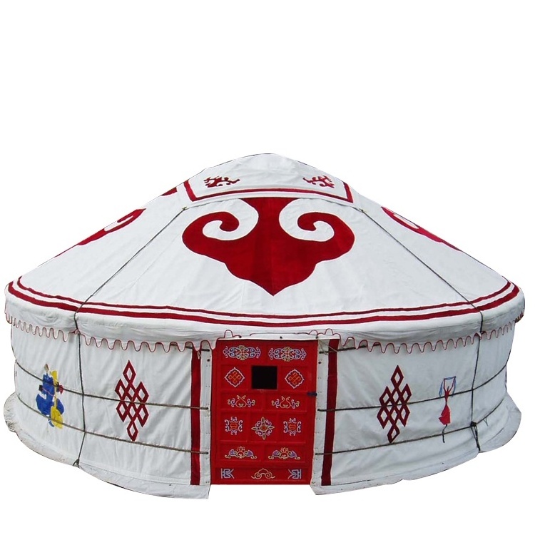 Custom wooden frame white canvas mongolian yurt tent for sale