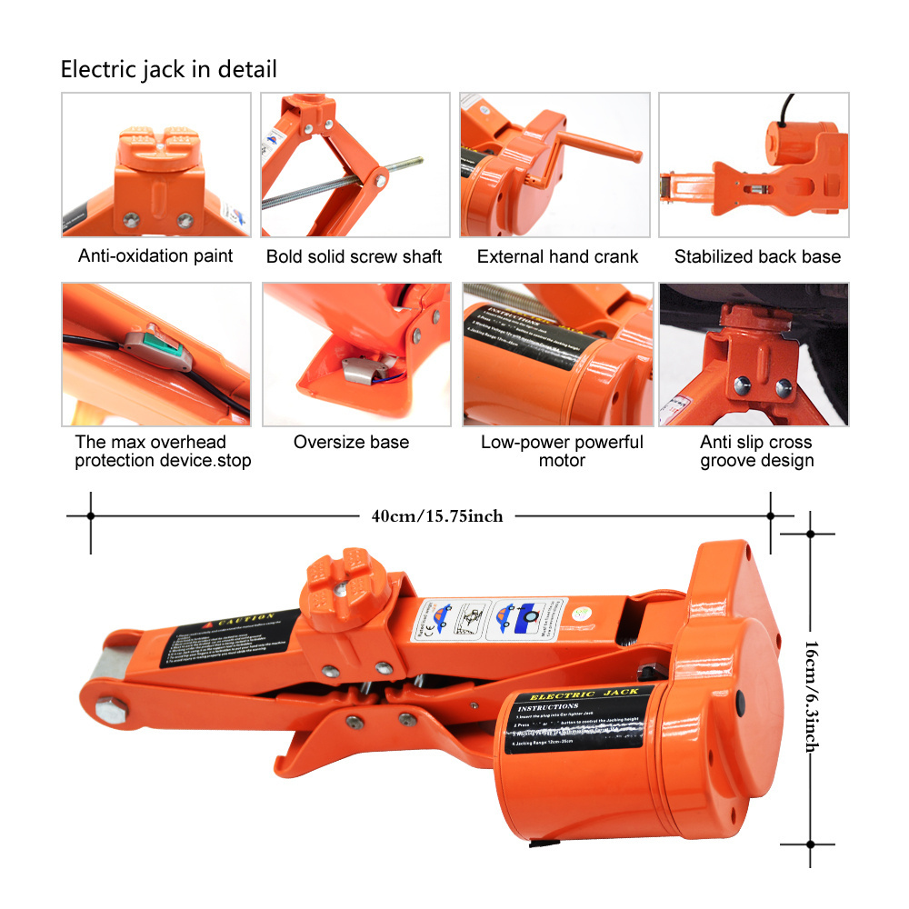 Latest design promotional mechanical low profile different car jacks 3T 35CM electric scissor jack