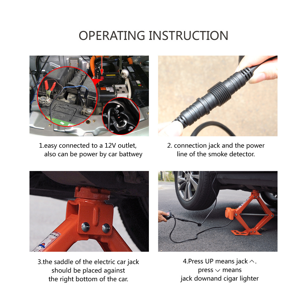 Wholesale market lift jacks motorcycle inflator tire cars set 3T 35CM electric scissor jack