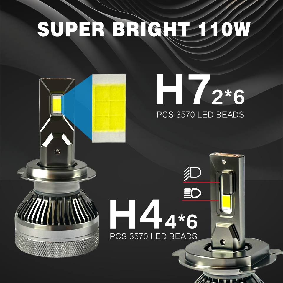 Low Beam High Beam  H4 Car Headlights h7 led  wireless 60watts 4200lm led headlight bulb