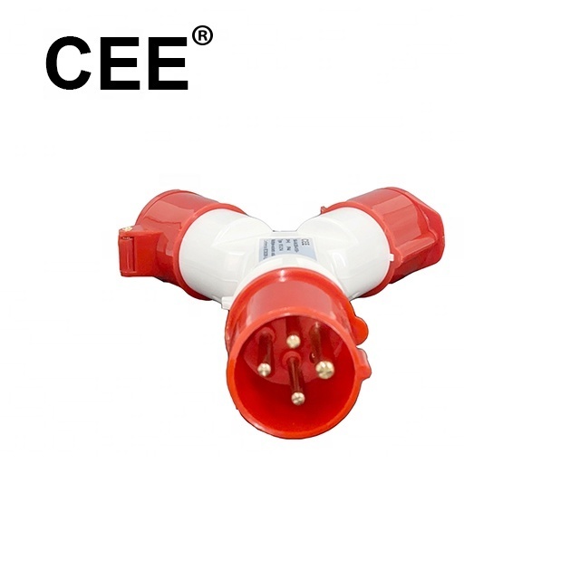 CEE 380v 3p+e 16 amp splitter y multi socket 2 way connector