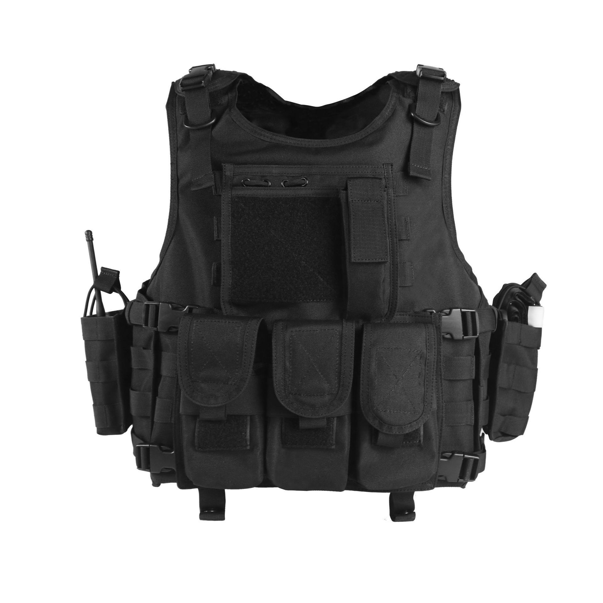 Heavy Duty Combat Vest Molle System Black Lightweight Nylon Plate Carrier Tactical Vest