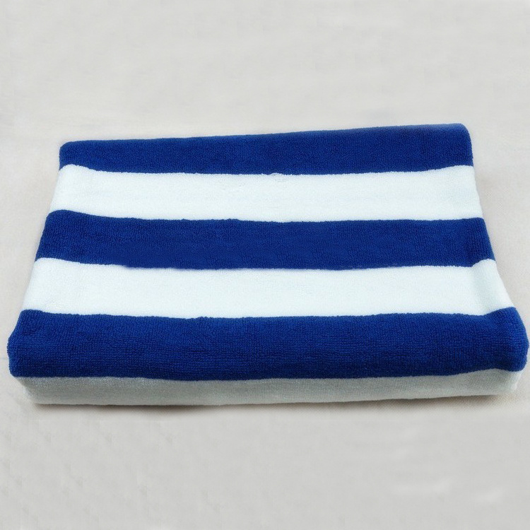 China supplier guangzhou luxury hotel towels blue stripe pool beach towel