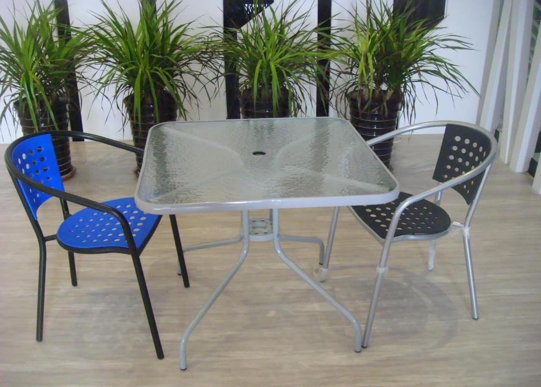 multifunction temper glass new design patio furniture covers modern european outdoor table with umbrella hole